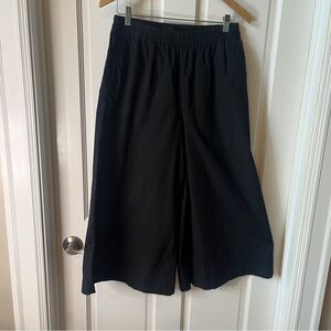 Who What Wear Black Elastic Waist Cropped Wide LegPants Size M